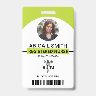 Tarjeta De Identificación plantilla de foto caduceo lima de empleado de RN d