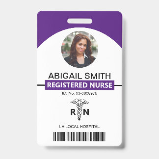 Tarjeta De Identificación Plantilla de foto caduceus para empleado de RN del