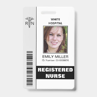 Tarjeta De Identificación Plantilla de foto caduceus para empleado médico RN