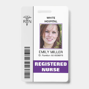 Tarjeta De Identificación plantilla de foto de caduceo de empleado de RN méd