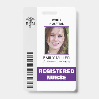 Tarjeta De Identificación plantilla de foto de caduceo de empleado de RN méd