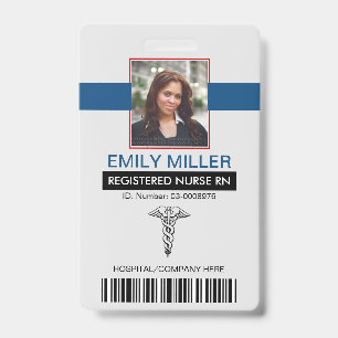Tarjeta De Identificación Plantilla de foto de caduceo de enfermera registra
