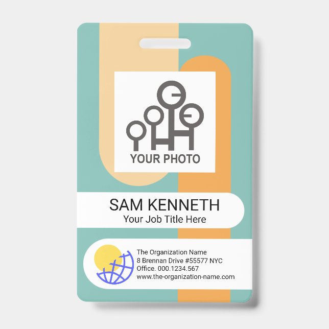 Tarjeta De Identificación Plantilla de foto de empleado con rayas verticales (Parte frontal)