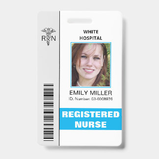 Tarjeta De Identificación plantilla de foto de empleado de RN médico caduceo