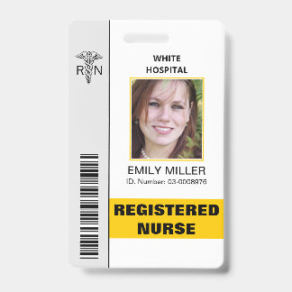 Tarjeta De Identificación plantilla de foto de empleado de RN médico caduceo