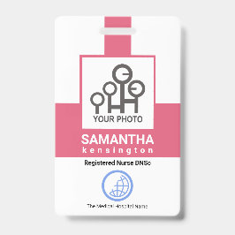 Tarjeta De Identificación Plantilla de foto de enfermera de personal de colu