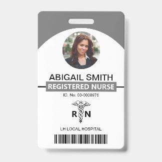 Tarjeta De Identificación Plantilla de foto gris caduceo para empleado de RN