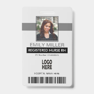 Tarjeta De Identificación Plantilla de foto gris de identificación de emplea