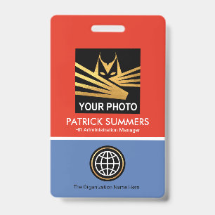 Tarjeta De Identificación Plantilla de Foto ID Capas Rojo Azul