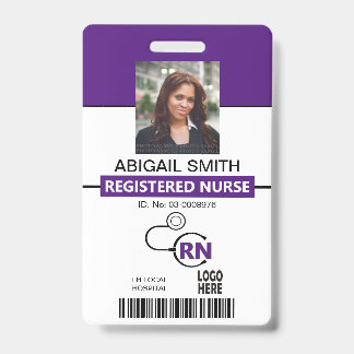 Tarjeta De Identificación Plantilla de foto morada de enfermera registrada R