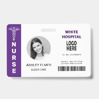 Tarjeta De Identificación Plantilla de foto morada de ID de enfermera de cui
