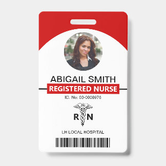 Tarjeta De Identificación plantilla de foto roja caduceo para empleado de RN