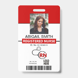 Tarjeta De Identificación Plantilla de foto roja RN de enfermera registrada