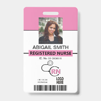 Tarjeta De Identificación Plantilla de foto rosa RN de enfermera registrada