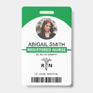 Tarjeta De Identificación plantilla de foto verde caduceo para empleado de R