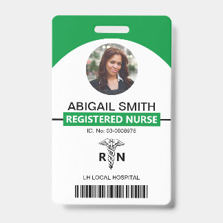 Tarjeta De Identificación plantilla de foto verde caduceo para empleado de R