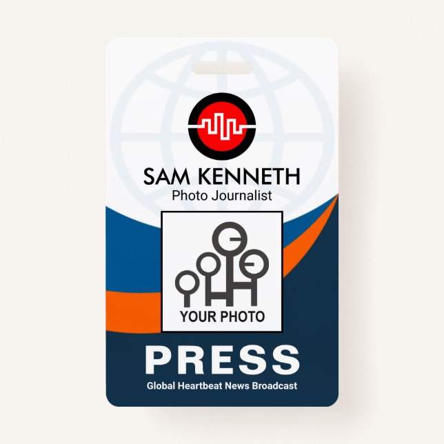 Tarjeta De Identificación Plantilla de fotografía de la imagen de las olas d (Anverso)