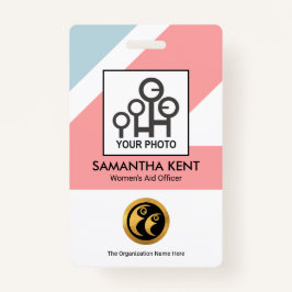 Tarjeta De Identificación Plantilla de fotografía médica de Rectángulos rosa