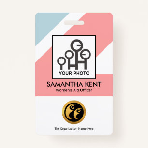 Tarjeta De Identificación Plantilla de fotografía médica de Rectángulos rosa