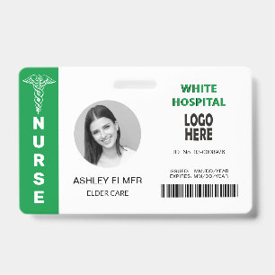 Tarjeta De Identificación Plantilla de fotografía verde de ID de la enfermer