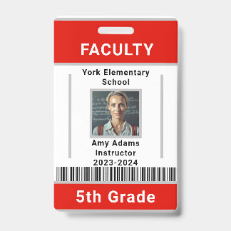 Tarjeta De Identificación Plantilla de identificación de profesor de escuela