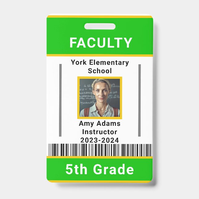 Tarjeta De Identificación Plantilla de identificación de profesor de escuela (Anverso)