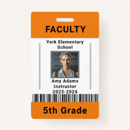 Tarjeta De Identificación Plantilla de identificación de profesor de escuela