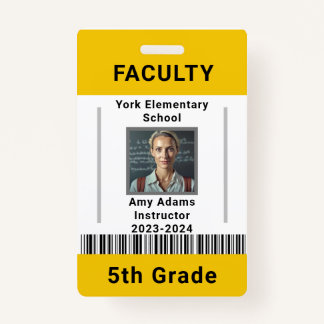 Tarjeta De Identificación Plantilla de identificación de profesor de escuela