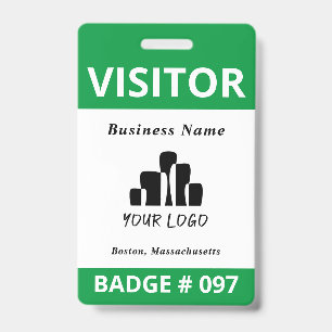Tarjeta De Identificación Plantilla de insignia de logotipo de visitante azu