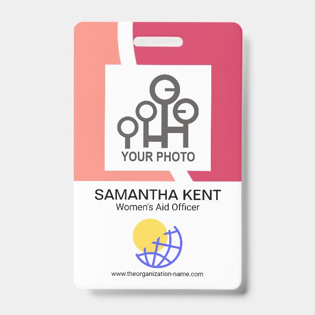 Tarjeta De Identificación Plantilla de nombre de empresa Red Shade Waves (Parte frontal)