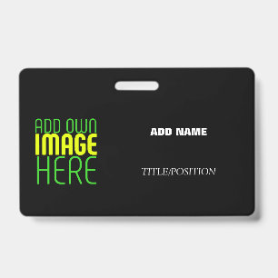 TARJETA DE IDENTIFICACIÓN PLANTILLA DE TEXTO DE IMAGEN NEGRA SIMPLE EDITABLE