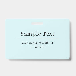 Tarjeta De Identificación Plantilla de texto simple y elegante | Azul Claro