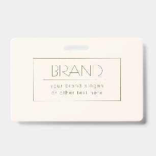 Tarjeta De Identificación Plantilla editable elegante Blanco sucio y marró