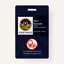 Tarjeta De Identificación Plantilla minimalista de fotografía de color azul 