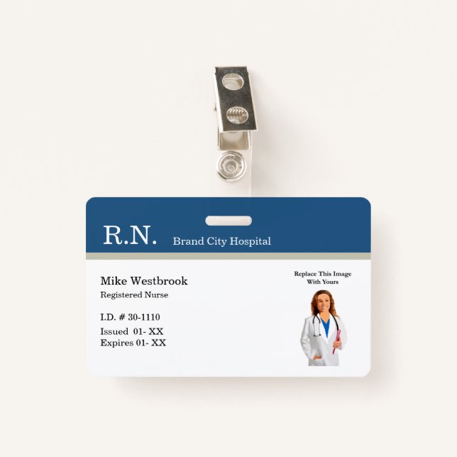 Tarjeta De Identificación Plantillas de identificación de foto de personal d (Anverso con clip)