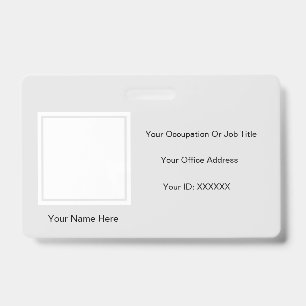 Tarjeta De Identificación Plantillas de texto de foto elegantes grises y bla