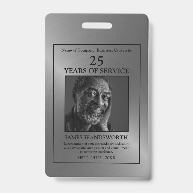 Tarjeta De Identificación Plata/Foto Personalizada - Premio al Empleado (Parte frontal)