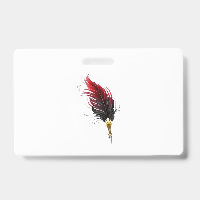 Tarjeta De Identificación Pluma de plumas rojas con nido de oro (Parte frontal)