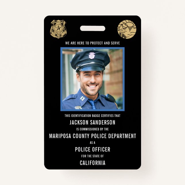 Tarjeta De Identificación Police Department Law Enforcement Employee ID (Anverso)
