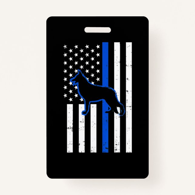 Tarjeta De Identificación Policía de Pastor Alemán perro K9 Patriótico (Anverso)