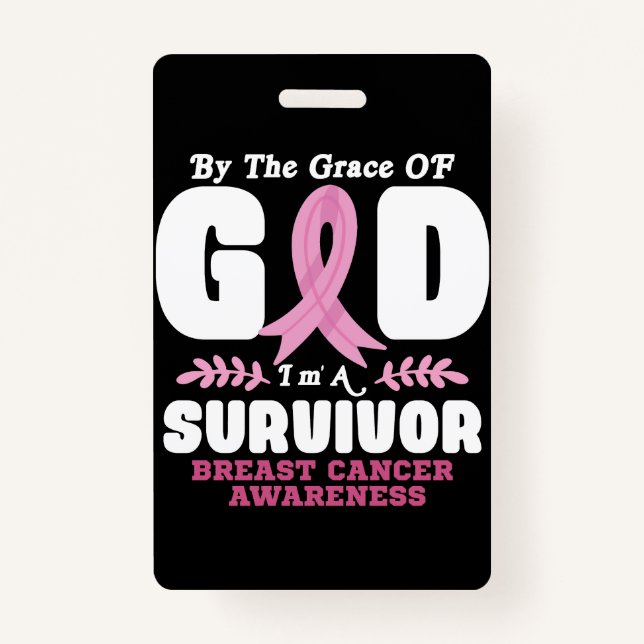 Tarjeta De Identificación Por La Gracia Dios Soy Un Sobreviviente De Cáncer  (Anverso)