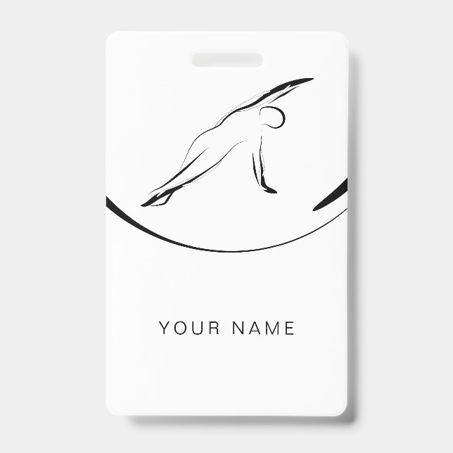 Tarjeta De Identificación pose de flexión lateral de Pilates (Parte frontal)