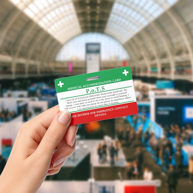 Tarjeta De Identificación PoTS En caso de emergencia ICE enfermedad invisibl (Conferencia)