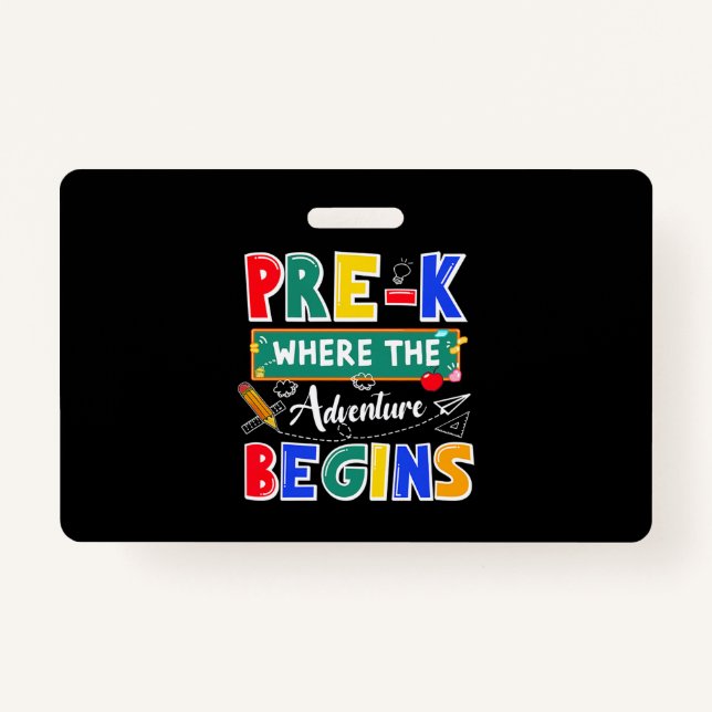 Tarjeta De Identificación Pre-K Donde La Aventura Comienza Una Escuela Graci (Anverso)