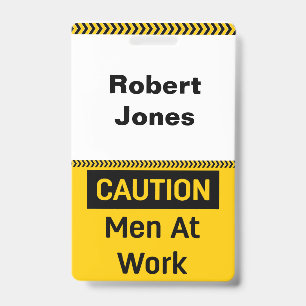 Tarjeta De Identificación PRECAUCIÓN Hombres Trabajando