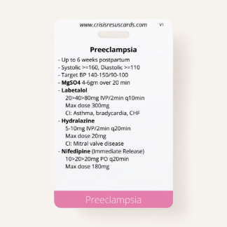 Tarjeta De Identificación Preeclampsia y hemorragia posparto/neonato