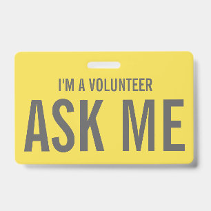 Tarjeta De Identificación Pregúntame gris amarillo soy voluntario