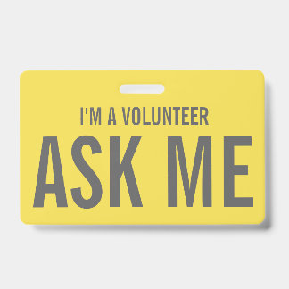 Tarjeta De Identificación Pregúntame gris amarillo soy voluntario