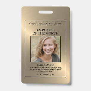 Tarjeta De Identificación Premio de empleado - Foto personalizada/Oro