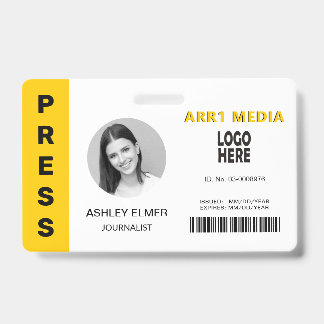 Tarjeta De Identificación Presione la plantilla de foto amarilla de ID de em